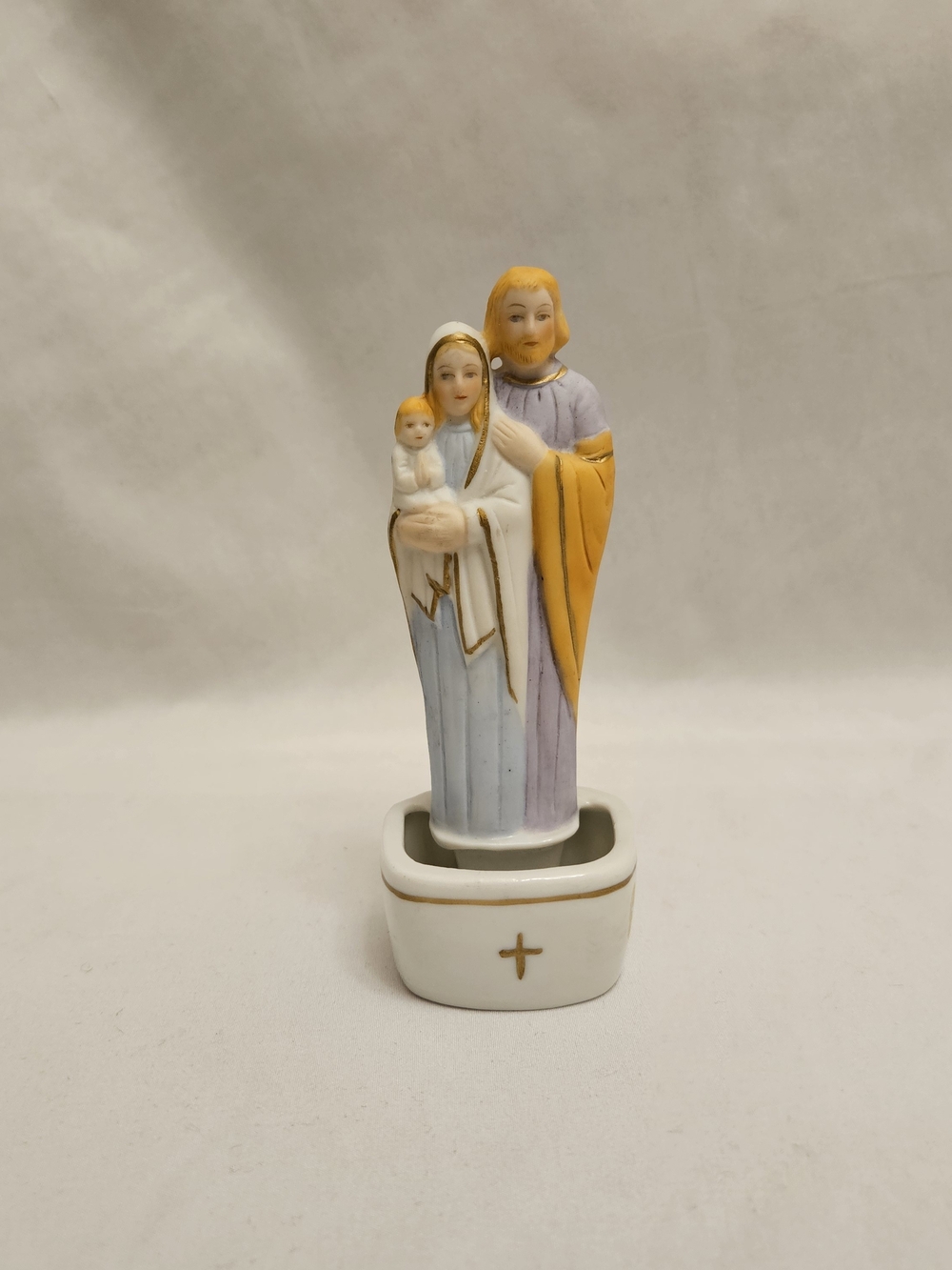 Vintage Religious Catholic Water Font Stoup Holy Family Standing Porcelain